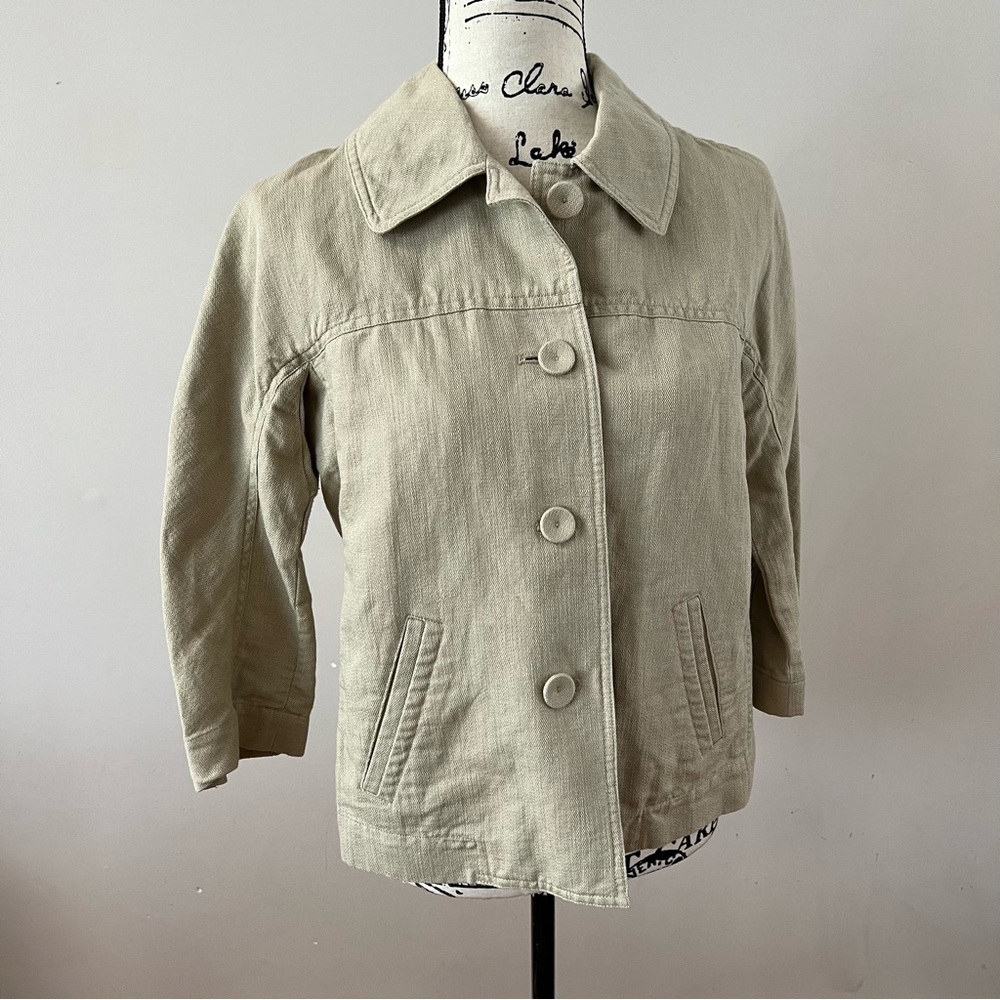 J Jill linen cotton blend jacket ladies size xs beige tan